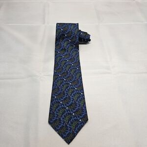 Hickey Freeman Tie Mens Silk Blue Geometric Pattern 60x3.5 Extra Long
